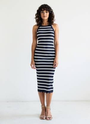 Robe mi-longue sans manche sans manche bleu VAN DER ROCK femme