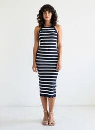 Robe mi-longue sans manche sans manche bleu VAN DER ROCK femme