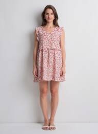 Robe courte manches courtes manches courtes rouge LILI & LALA femme