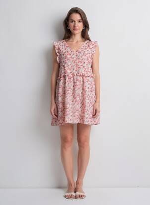 Robe courte manches courtes manches courtes rouge LILI & LALA femme