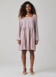 Robe mi-longue imprimé fantaisie manches longues rose VIC VIA femme