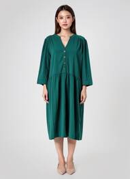 Robe mi-longue manches 3/4 manches 3/4 vert GRACE & MILA femme