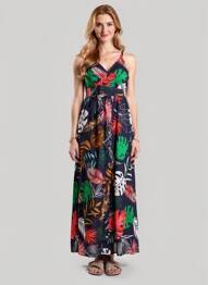Robe longue imprimé fantaisie fines bretelles bleu AIRISA femme