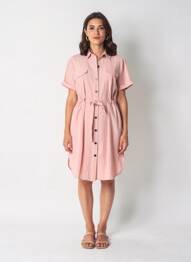 Robe courte manches courtes manches courtes rose ELLI WHITE femme