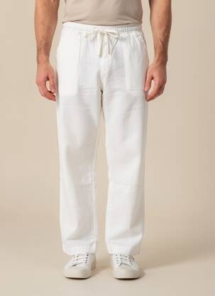Pantalon droit taille normale taille normale blanc PURO LINO homme