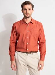 Chemise manches longues coupe droite orange SANS MARQUE homme