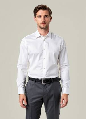 Chemise manches longues coupe cintrée blanc ANTHONY GARÇON homme