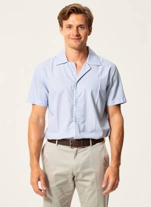 Chemise manches courtes imprimé fantaisie bleu CARUSO homme