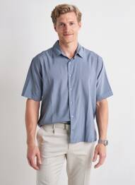 Chemise manches courtes coupe droite bleu ZARA homme