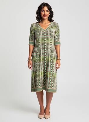 Robe mi-longue manches courtes manches courtes vert MISSONI femme