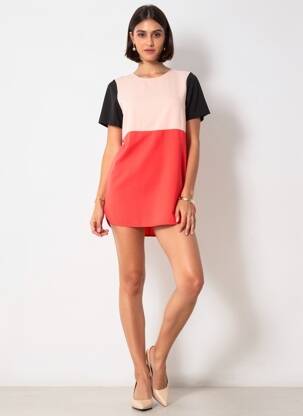 Robe courte fermeture zippée au dos manches courtes rose ZARA femme