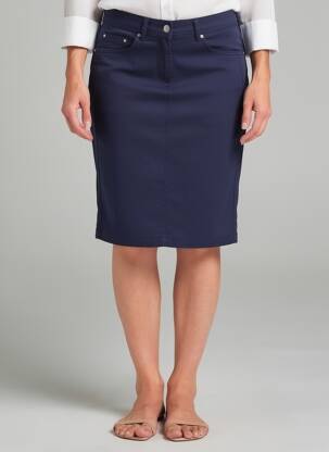 Jupe mi-longue coupe droite bleu BRANDTEX femme