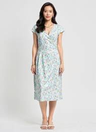 Robe mi-longue imprimé fantaisie manches courtes bleu TELMAIL femme