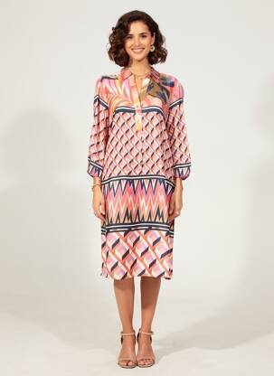 Robe mi-longue coupe fluide manches 3/4 rose BETTY BARCLAY femme