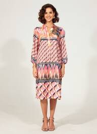 Robe mi-longue coupe fluide manches 3/4 rose BETTY BARCLAY femme