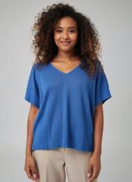 Pull col v manches courtes bleu A.POIL femme