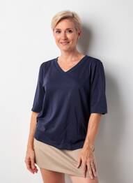 T-shirt manches 3/4 manches 3/4 bleu BARBARA LEBEK femme