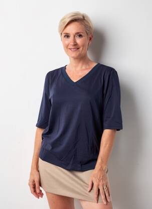 T-shirt manches 3/4 manches 3/4 bleu BARBARA LEBEK femme