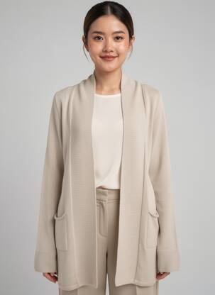 Gilet manches longues manches longues beige ANNA & GABRI femme