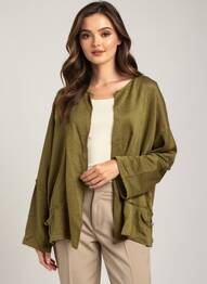 Gilet manches longues manches longues vert A.POIL femme