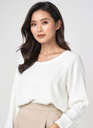 T-shirt manches longues manches longues blanc POISSONS BLANCS femme