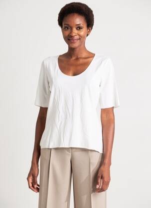 T-shirt stretch manches courtes blanc OUI femme