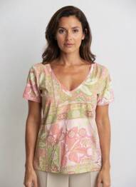 T-shirt imprimé fantaisie manches courtes rose AGATHE & LOUISE femme