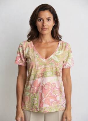 T-shirt imprimé fantaisie manches courtes rose AGATHE & LOUISE femme