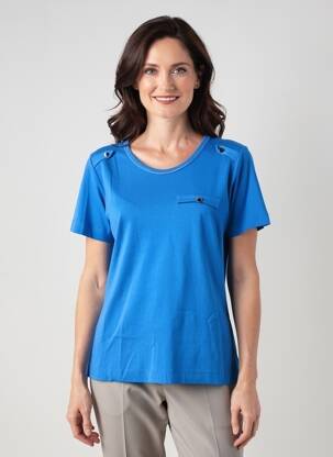 T-shirt coupe cintrée manches courtes bleu KALISSON femme