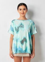T-shirt imprimé fantaisie manches courtes vert CECIL femme