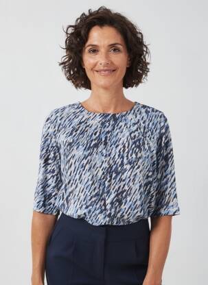T-shirt imprimé fantaisie manches courtes bleu BRANDTEX femme