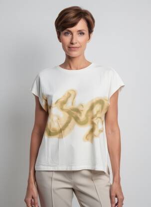 T-shirt imprimé fantaisie manches courtes beige BRANDTEX femme