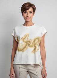 T-shirt imprimé fantaisie manches courtes beige BRANDTEX femme