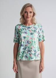 T-shirt imprimé fantaisie manches courtes vert JOY OF LIFE femme