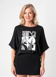 T-shirt manches 3/4 manches 3/4 noir CISO femme