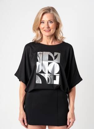T-shirt manches 3/4 manches 3/4 noir CISO femme