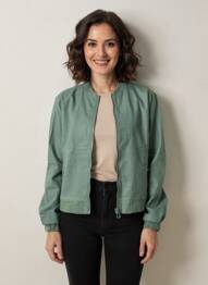 Blouson col v vert CECIL femme