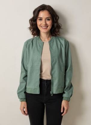 Blouson col v vert CECIL femme