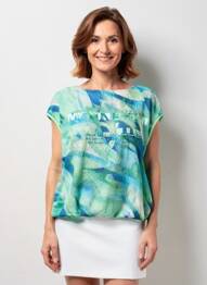 Blouse col rond manches courtes vert BARBARA LEBEK femme