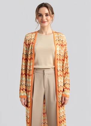 Gilet manches longues manches longues orange SURKANA femme