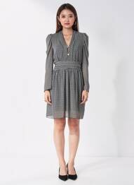 Robe courte manches longues manches longues noir SENES femme