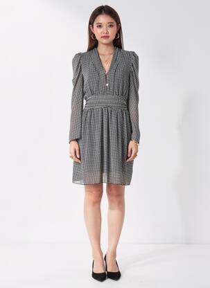 Robe courte manches longues manches longues noir SENES femme