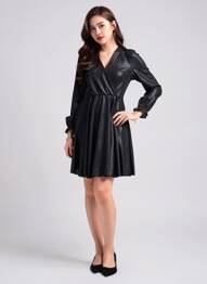 Robe courte manches longues manches longues noir ESPERANCE femme