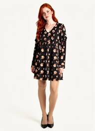 Robe courte manches longues manches longues noir LES TROPEZIENNES PAR M.BELARBI femme