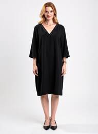 Robe mi-longue manches 3/4 manches 3/4 noir FUEGO1 femme
