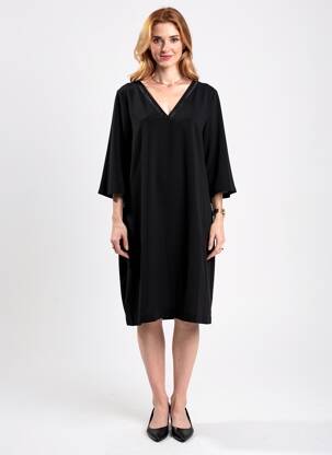 Robe mi-longue manches 3/4 manches 3/4 noir FUEGO1 femme