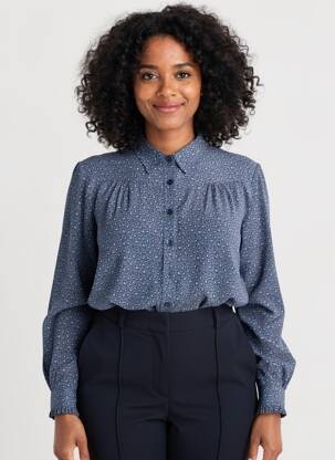 Chemisier coupe droite manches longues bleu ARMOR LUX femme