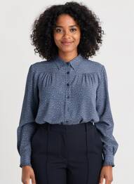 Chemisier coupe droite manches longues bleu ARMOR LUX femme