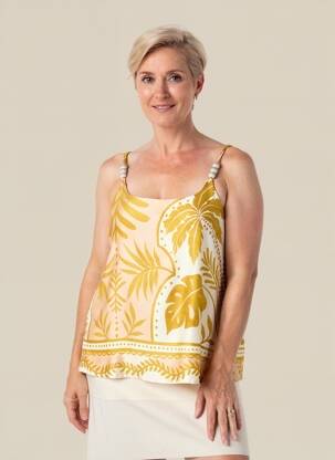 Top col carré fines bretelles beige BLEU BLANC ROUGE femme