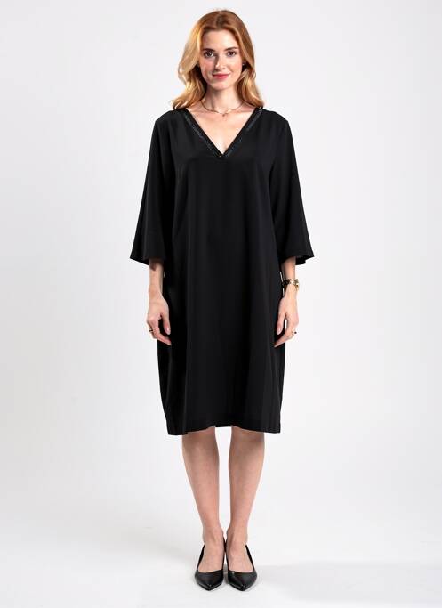 Robe mi-longue manches 3/4 manches 3/4 noir FUEGO1 femme